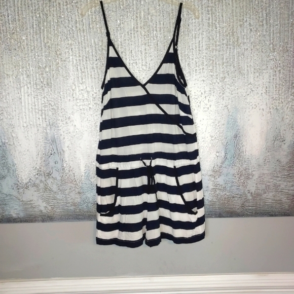 French Connection Striped Navy Blue and White Romper - Picture 1 of 8